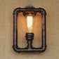 Frendorf | 1 Glühbirne Rechteckige Rohr Wandleuchte Antik Stilvolles Schwarz/Rost Eisen Wandmontierte Lampe für Schlafzimmer
