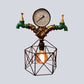 Frendorf | 1-licht Hexagon Cage Wandverlichting met Kraan en Druksensor Deco Industrieel Antiek Messing Metalen Wandlamp Licht