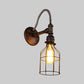 Frendorf | Warehouse Caged Wandlamp Fixture met Gooseneck Arm 1 Licht Metaal Wandlicht in Roest
