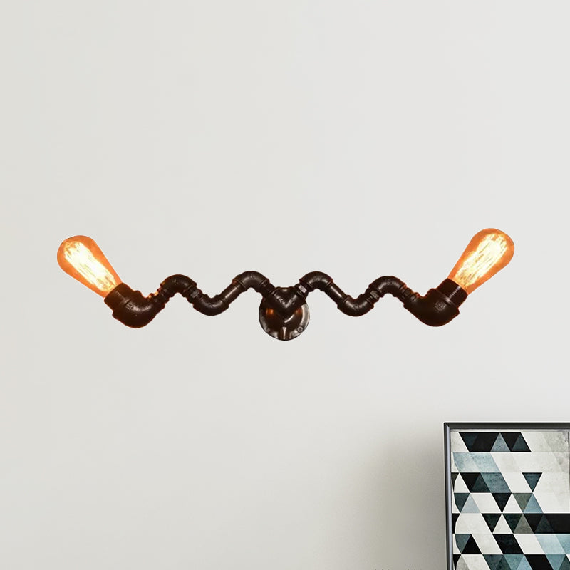 Frendorf | Bronze Finish Pipe Wall Lamp with Wavy Design Industrial Style Metallic 2/5 Bulbs Wohnzimmer Wand Scone Licht