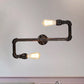 Frendorf | 2/3 Köpfe Wandmontage Beleuchtung Rustikaler Stil Rohr Metall Wandleuchte mit freiliegender Glühbirne in Antikbronzefinish für das Wohnzimmer