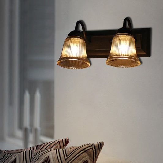 Frendorf | Bell Klare Textuur Glas Wandlamp Industrie Één Lamp Slaapkamer Sconcelicht in Zwart