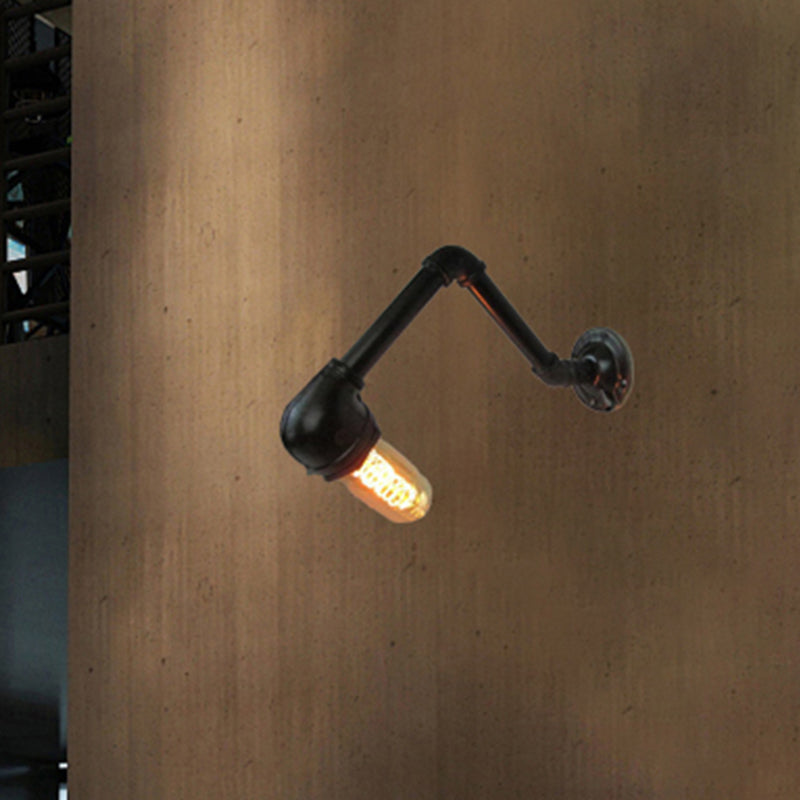 Frendorf | Schwarze Ausführung 1 Glühbirne Wandlichtarmatur Industrie-Stil Metallrohr Wandbeleuchtung für Wohnzimmer
