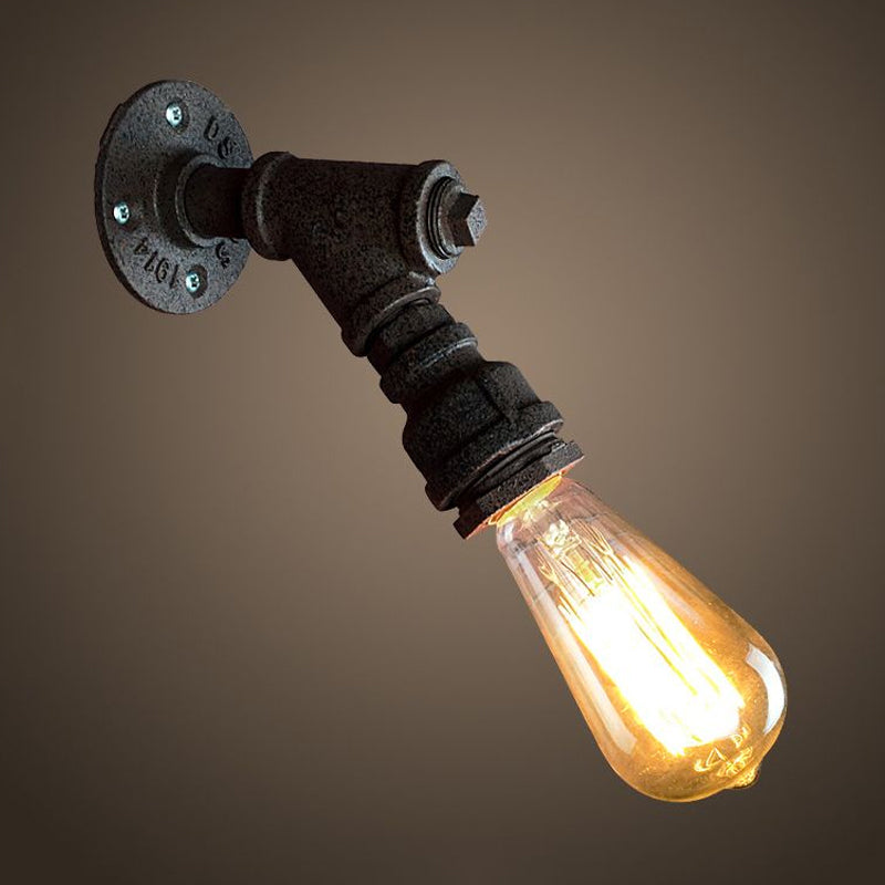 Frendorf | 1 Kopf Wand Licht Sconce Antik Stylisch Gepiped Metall Mini Sconce Beleuchtung Fixture in Rost/Schwarz für Restaurant