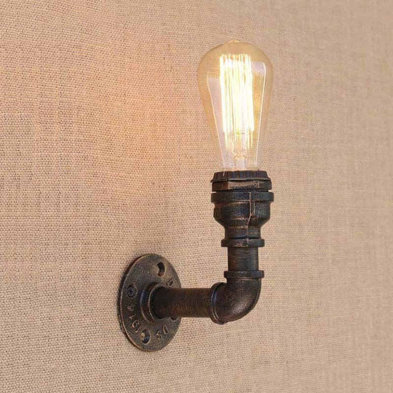Frendorf | Verkrommene Pijp Metal Wandverlichting Industriële Stijl 1 Bulb Slaapkamer Wandlamp Licht in Antiek Brons