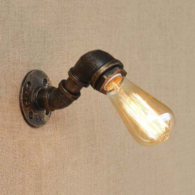 Frendorf | 1 Licht Wandlamp met Pijpontwerp Smeedijzeren Industriële Rustieke Trap Wandlamp Verlichting in Koper/Bronze