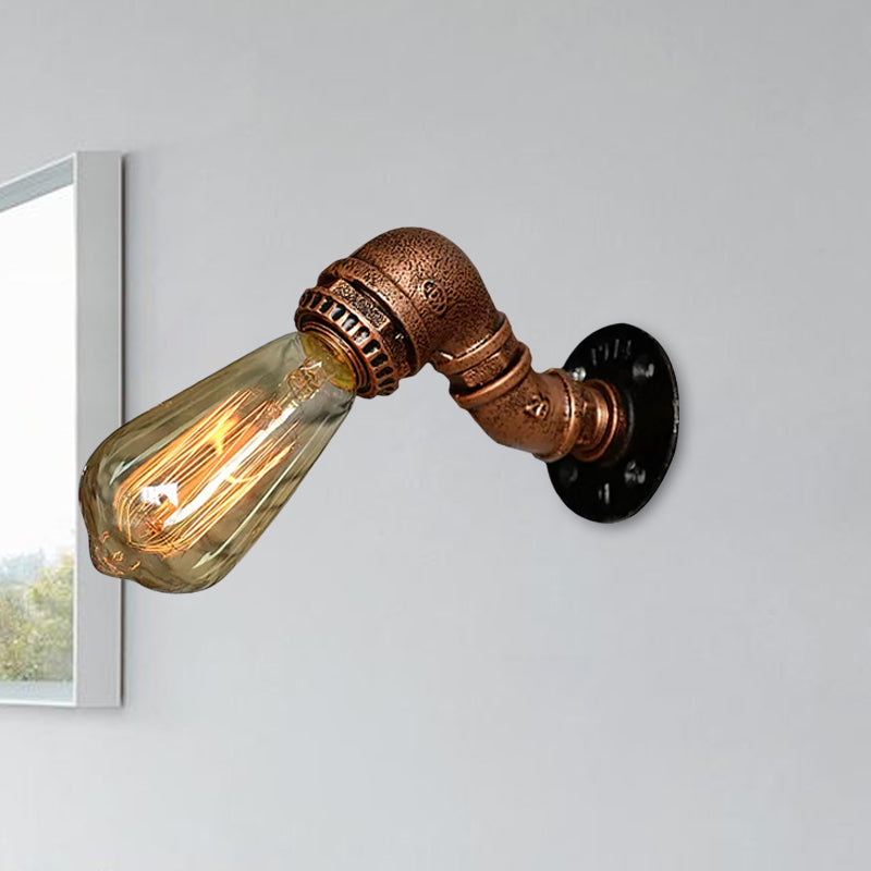 Frendorf | 1 Licht Wandlamp met Pijpontwerp Smeedijzeren Industriële Rustieke Trap Wandlamp Verlichting in Koper/Bronze