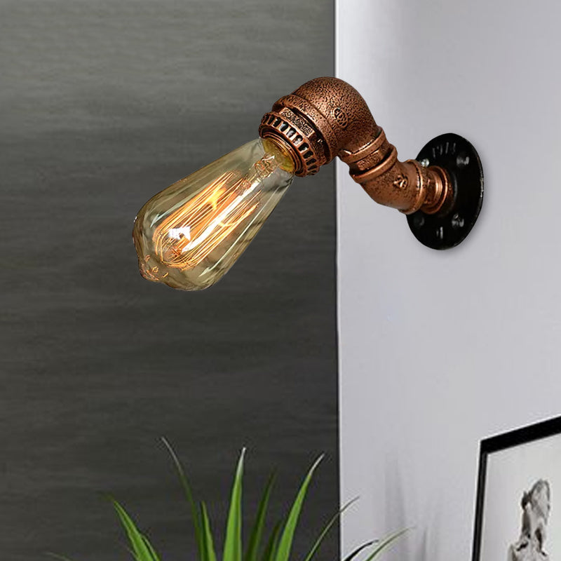 Frendorf | 1 Licht Wandlamp met Pijpontwerp Smeedijzeren Industriële Rustieke Trap Wandlamp Verlichting in Koper/Bronze