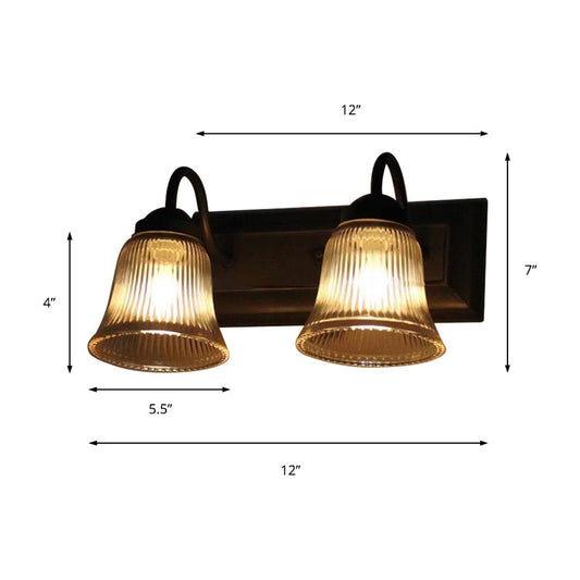 Frendorf | Bell Klare Textuur Glas Wandlamp Industrie Één Lamp Slaapkamer Sconcelicht in Zwart
