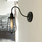 Frendorf | Metallische Oval-/Tröpfchen-/Glühbirnen-Wandleuchte mit Drahtschutz Industrie 1 Licht Balkon Wandleuchte montiert in Schwarz