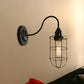 Frendorf | Metallische Oval-/Tröpfchen-/Glühbirnen-Wandleuchte mit Drahtschutz Industrie 1 Licht Balkon Wandleuchte montiert in Schwarz