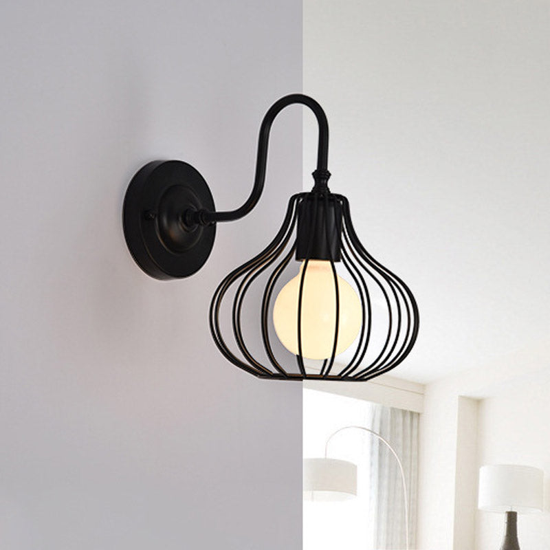 Frendorf | 1 Lichte Ui Wandlamp Verlichting Loftstijl Zwart/Wit Metallic Mini Wandverlichting met Gansnekarm voor Slaapkamer