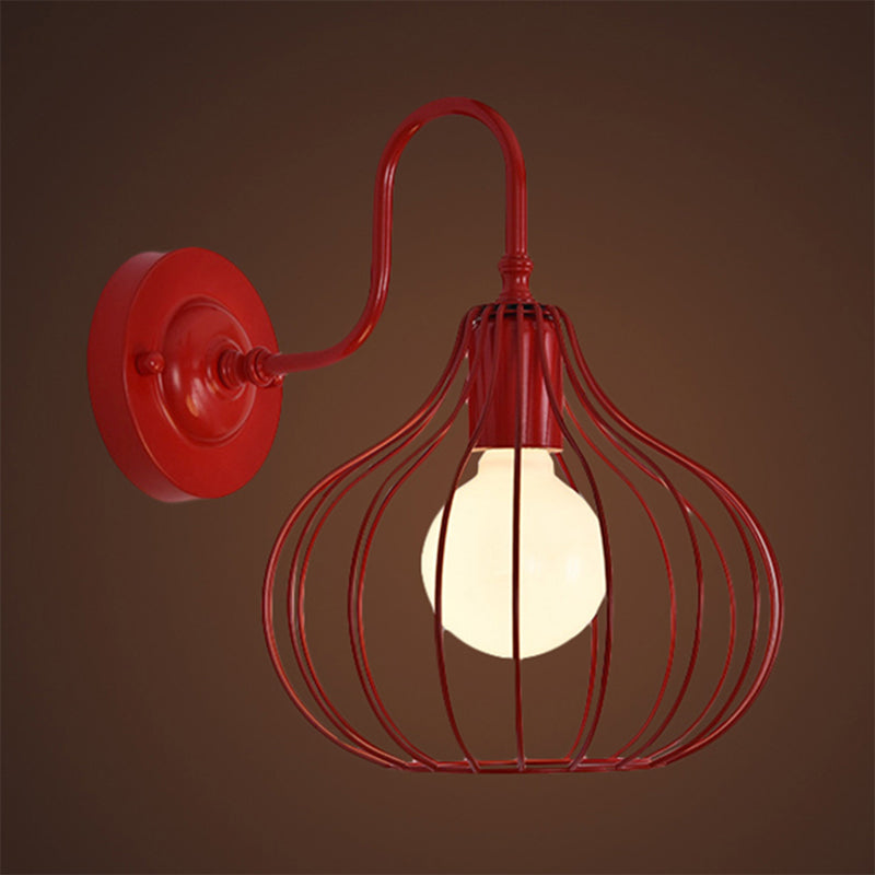 1 Licht Zwiebel Wand Sconces Beleuchtung Loft Stil Schwarz/Weiß Metallic Mini Wand Beleuchtung mit Schwanenhalsarm für Schlafzimmer