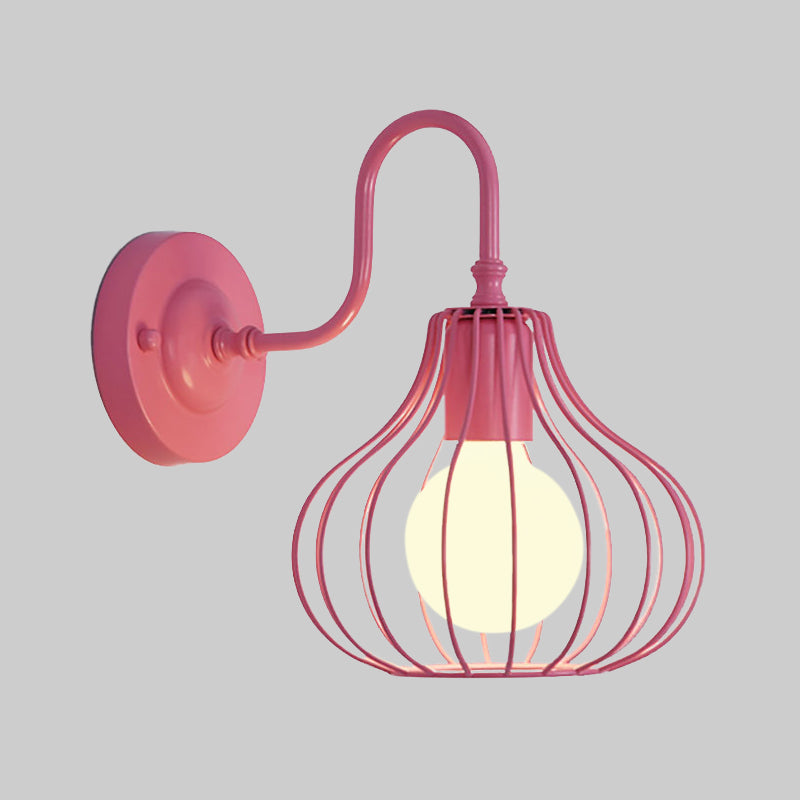 1 Licht Zwiebel Wand Sconces Beleuchtung Loft Stil Schwarz/Weiß Metallic Mini Wand Beleuchtung mit Schwanenhalsarm für Schlafzimmer