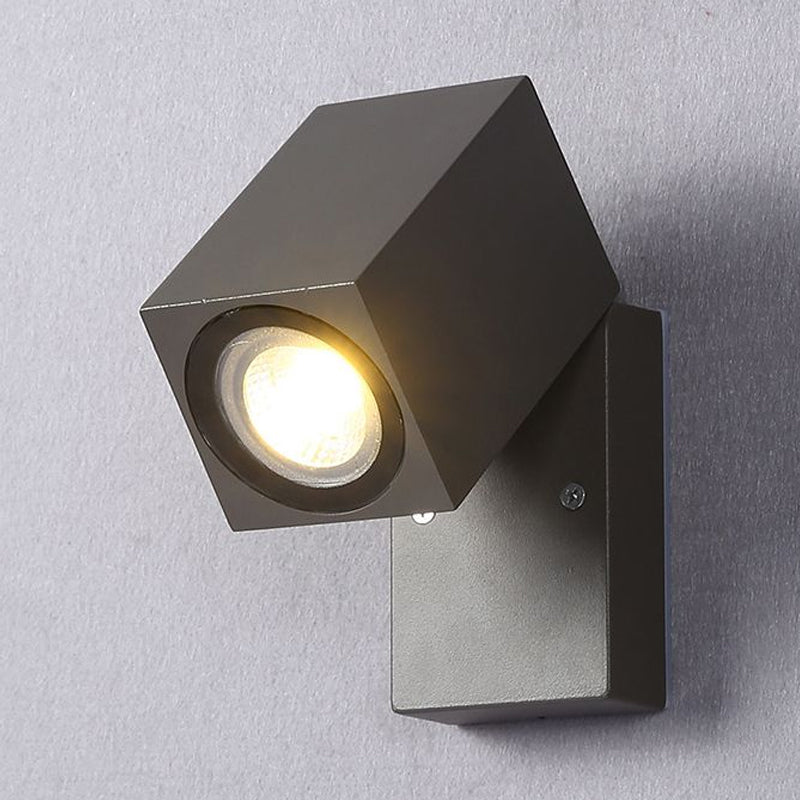 Frendorf | Graue kubische Shade Wandlicht Wandleuchte Industrie Stil Metallic LED Veranda Verstellbare Wandmontage Lampe