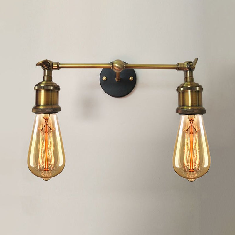 Frendorf | 2 Lichtexponierte Wandleuchte mit freiliegender Glühbirne Industrieller Messing-Finish Metall-Wandleuchte für Café