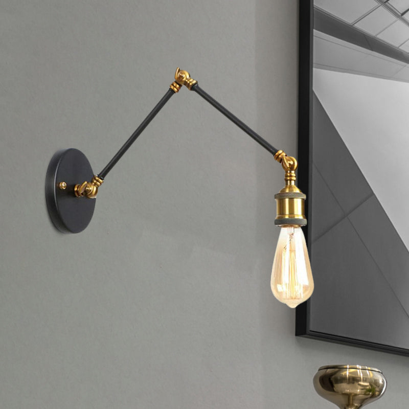Frendorf | 1 Licht Swing Arm Wandleuchte Licht Industriell Schwarz/Messing Metall Wandleuchtenarmatur für Badezimmer
