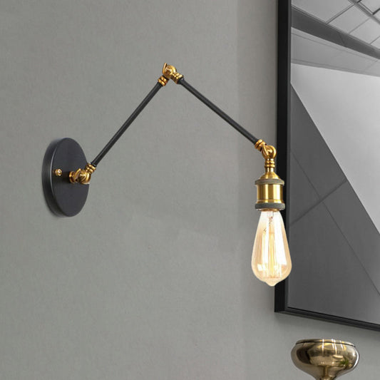 Frendorf | 1 Licht Swing Arm Wandleuchte Licht Industriell Schwarz/Messing Metall Wandleuchtenarmatur für Badezimmer