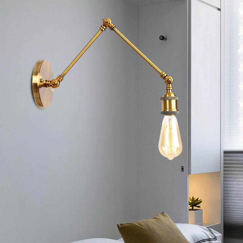 Frendorf | 1 Licht Swing Arm Wandleuchte Licht Industriell Schwarz/Messing Metall Wandleuchtenarmatur für Badezimmer