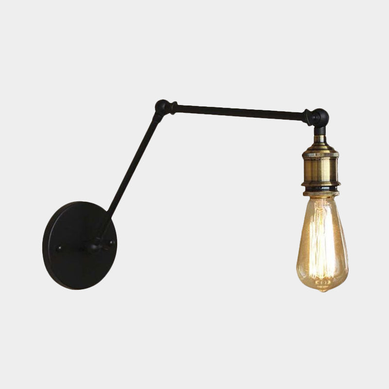 Frendorf | Industriële Open Bol Sconces Verlichting met Swingarm 1 Licht Metalen Wandlamp in Messing/Zwart voor Woonkamer