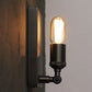 Frendorf | Schwarze rechteckige Rückplatte Wandlampe mit freiliegender Glühbirne Industrie Metall 1 Licht Wandmontage Lampe für Esszimmer