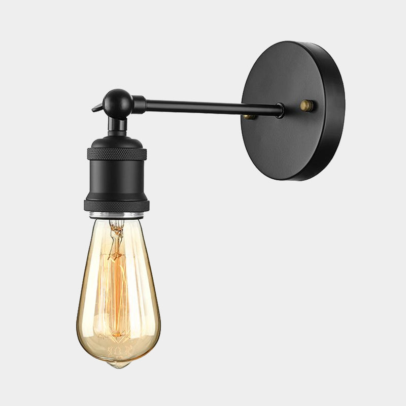 Frendorf | Schwarz/Messing-Finish 1 Kopf Wandlampe Industrieller Metall Mini Wandleuchte mit Nackte Glühbirne für Schlafzimmer
