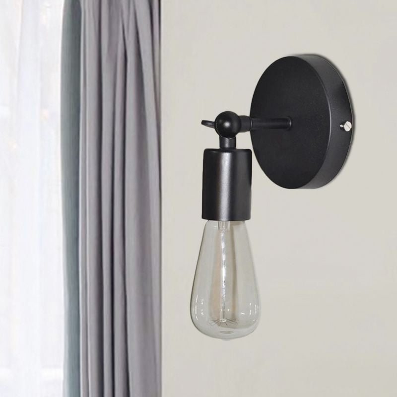 Frendorf | 1 Licht Winkel Sconces Verlichting met Blootgestelde Gloeilamp Industriële Zwart Metalen Wandverlichting voor Woonkamer