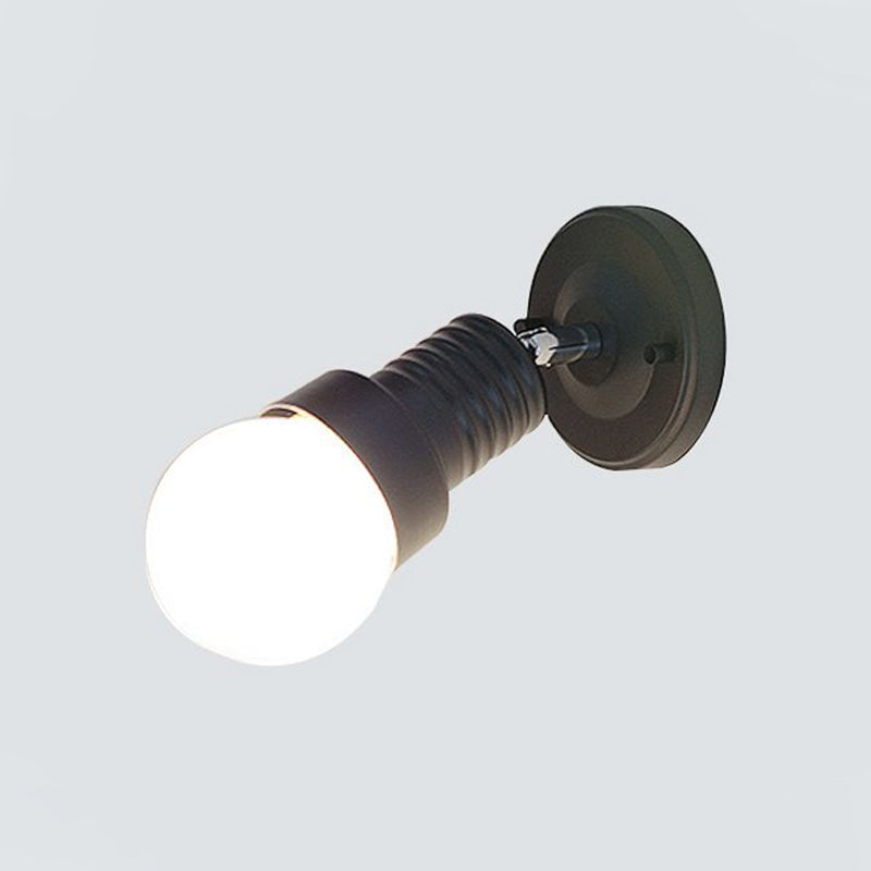 Frendorf | Schwarz/Weiß Mini Wandleuchte Sconce Industriestil Metallisch 1 Licht Schlafzimmer drehbare Wandmontageleuchte mit freiliegender Glühbirne