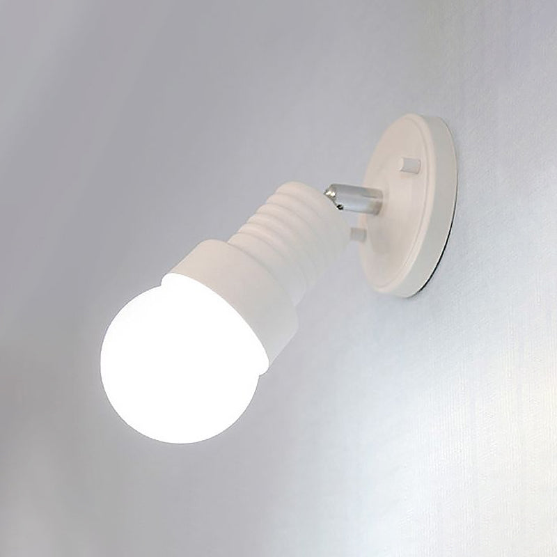 Frendorf | Schwarz/Weiß Mini Wandleuchte Sconce Industriestil Metallisch 1 Licht Schlafzimmer drehbare Wandmontageleuchte mit freiliegender Glühbirne