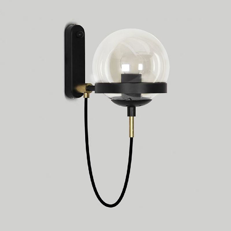 Frendorf | Zwarte/gouden Globe Wandverlichting Moderne Duidelijk/Matglas 1 Licht Woonkamer Wandlamp Fixture