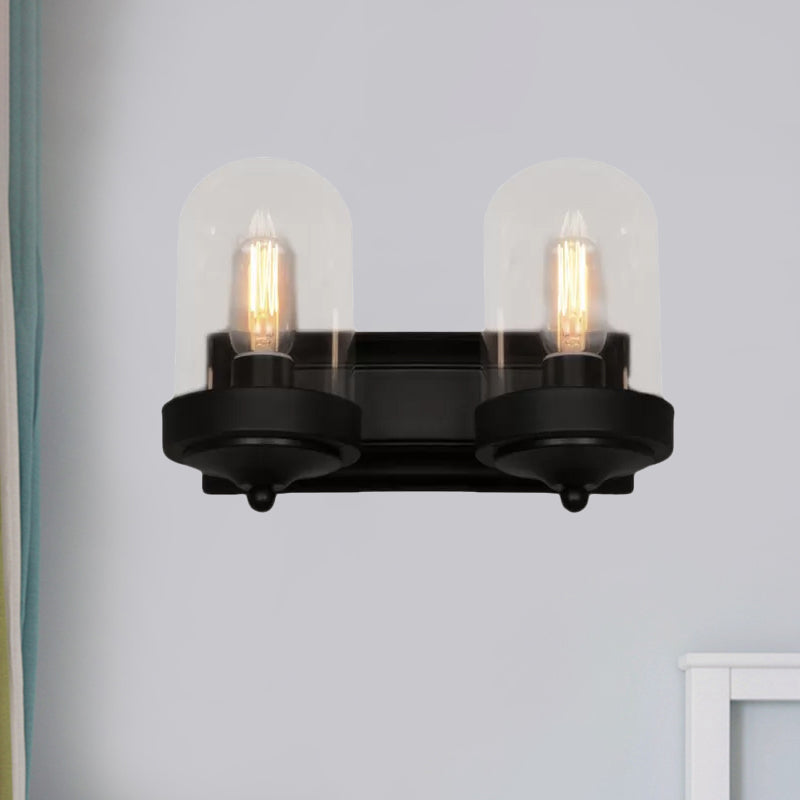 Frendorf | Kapsel Muurgemonteerde Verlichting 1/2 Gloeilamp Industrieel Zwart Helder Glas Verlichting voor Portiek