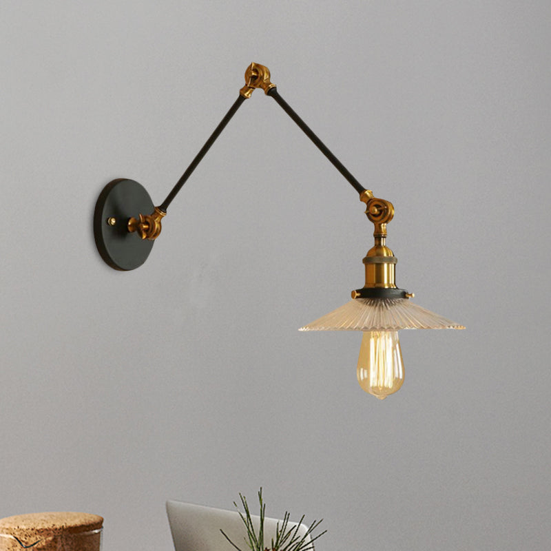 Frendorf | Saucer Wohnzimmer Wandleuchte Rustikaler Stil Prismen Glas 1 Licht Schwarz/Silber/Bronze Wandlampe