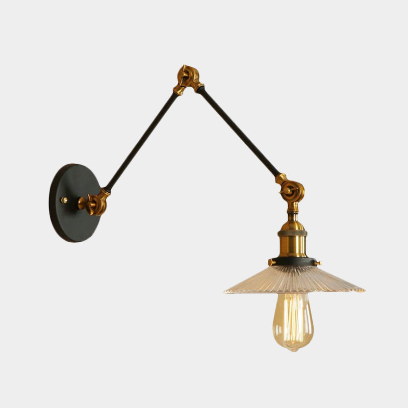Frendorf | Saucer Wohnzimmer Wandleuchte Rustikaler Stil Prismen Glas 1 Licht Schwarz/Silber/Bronze Wandlampe