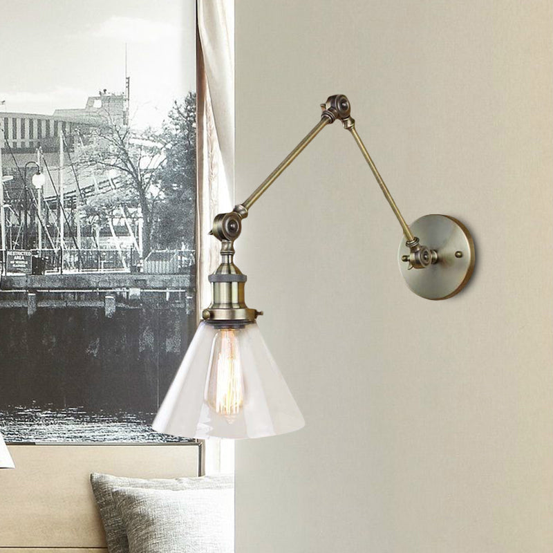 Frendorf | 1 Licht Getaperde Wandlamp Vintage Stijl Satijn Messing/Chroom/Antiek Messing Heldere Glazen Wandlamp voor Woonkamer