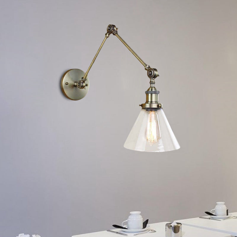 Frendorf | 1 Licht Getaperde Wandlamp Vintage Stijl Satijn Messing/Chroom/Antiek Messing Heldere Glazen Wandlamp voor Woonkamer