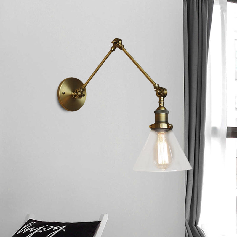 Frendorf | 1 Licht Getaperde Wandlamp Vintage Stijl Satijn Messing/Chroom/Antiek Messing Heldere Glazen Wandlamp voor Woonkamer