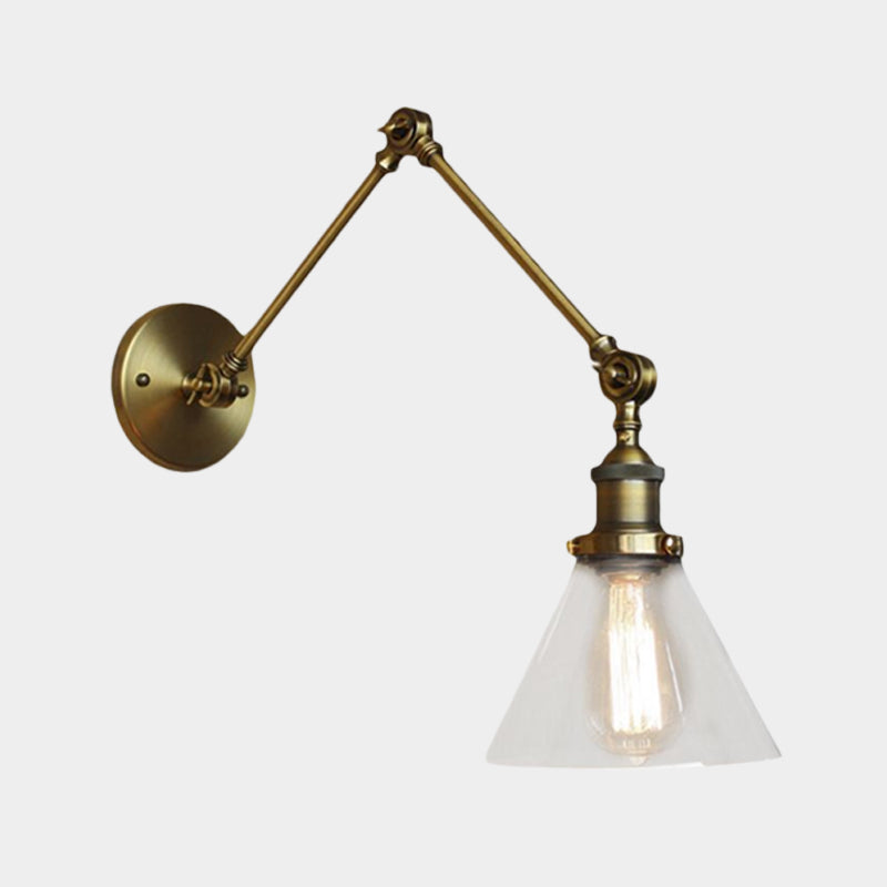 Frendorf | 1 Licht Getaperde Wandlamp Vintage Stijl Satijn Messing/Chroom/Antiek Messing Heldere Glazen Wandlamp voor Woonkamer
