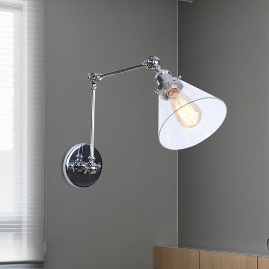 Frendorf | 1 Licht Getaperde Wandlamp Vintage Stijl Satijn Messing/Chroom/Antiek Messing Heldere Glazen Wandlamp voor Woonkamer