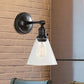 Frendorf | 1 Licht Klar Glas Wandleuchte Licht Industriell Schwarz/Chrom Kegel Schirm Wohnzimmer Beleuchtung Fixture