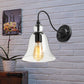 Frendorf | Bell Schlafzimmer Wandlichttragschale Industriell Klar/Grün/Rauchglas 1 Licht Schwarze Wandleuchte mit Gänsehautarm