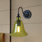 Frendorf | Bell Schlafzimmer Wandlichttragschale Industriell Klar/Grün/Rauchglas 1 Licht Schwarze Wandleuchte mit Gänsehautarm