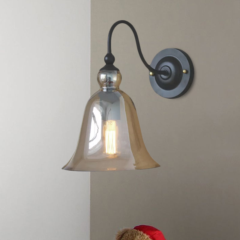 Frendorf | Bell Schlafzimmer Wandlichttragschale Industriell Klar/Grün/Rauchglas 1 Licht Schwarze Wandleuchte mit Gänsehautarm
