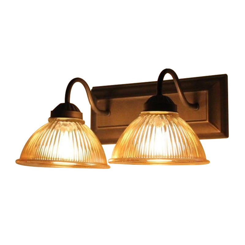 Frendorf | 2 Lichten Koepel Wandlamp Rustieke Stijl Zwart Duidelijk Prismatisch Glas Wandlamp voor Woonkamer