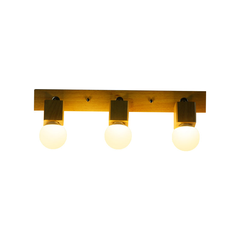 Frendorf | 3 Lichten Rotatable Wandlamp Armatuur met Open Bulb Hout Modernisme Slaapkamer Vanity Licht
