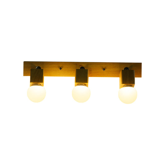 Frendorf | 3 Lichten Rotatable Wandlamp Armatuur met Open Bulb Hout Modernisme Slaapkamer Vanity Licht