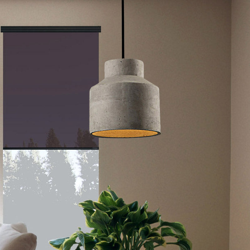 6.5"/8.5"/10.5" Dia Barn/Zylinder/Dom Zement Pendelleuchte Industrie 1 Licht Esszimmertisch Deckenleuchte mit verstellbarem Kabel in Grau