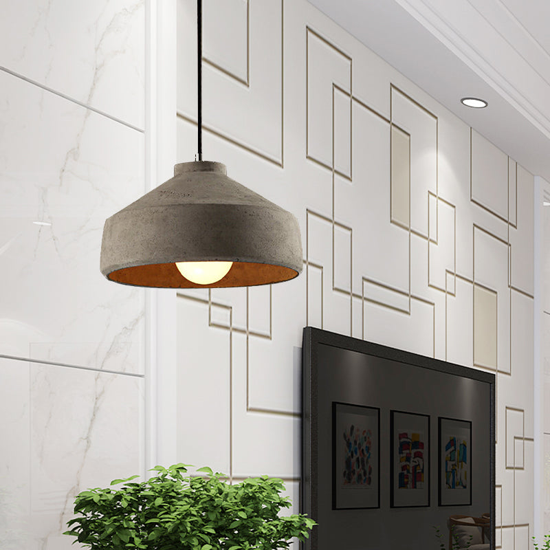 6.5"/8.5"/10.5" Dia Barn/Zylinder/Dom Zement Pendelleuchte Industrie 1 Licht Esszimmertisch Deckenleuchte mit verstellbarem Kabel in Grau