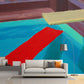 Frendorf | Kunst Pool Sprungbrett Wandbild Rot-Gelb-Blau Feuchtigkeitsbeständige Wandverkleidung für Zuhause