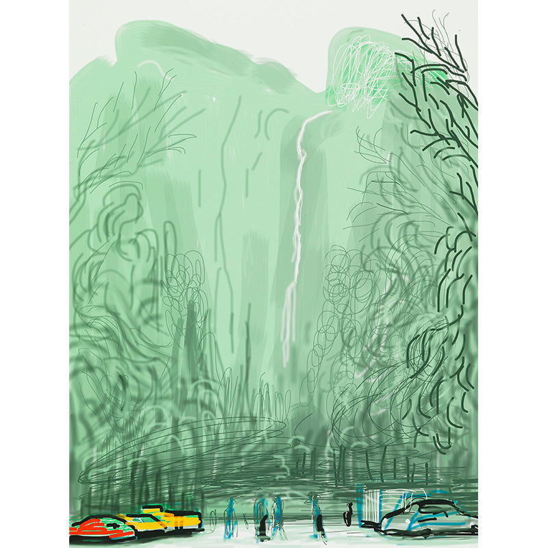 Frendorf | Groene Yosemite Waterval Wandmuur Behang Vlekbestendige Wandbedekking voor de Woonkamer