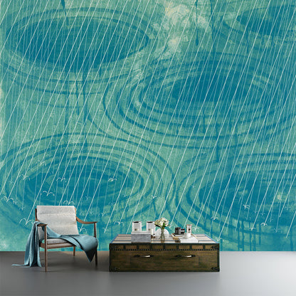 Aesthetics Ripples Wandtapete Vliesstoff Wasserdicht Gelb-Blau Wandkunst für Schlafzimmer